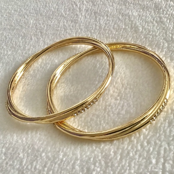 RJ Graziano Gold Tone Bangle Bracelets Set of 5 - Picture 3 of 5